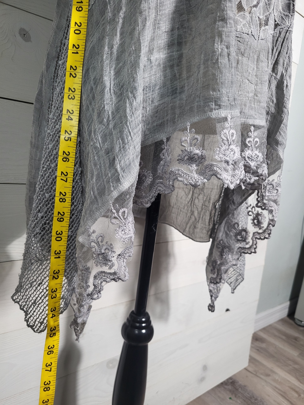 India Boutique Top Cotton Crinkle Lace Asymetrical Hem Tunic Flowy Cotton BOHO. - Picture 7 of 9